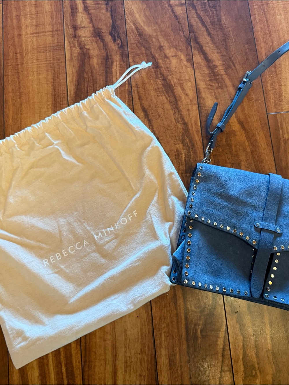 Rebecca Minkoff Navy Suede Studded Crossbody Bag